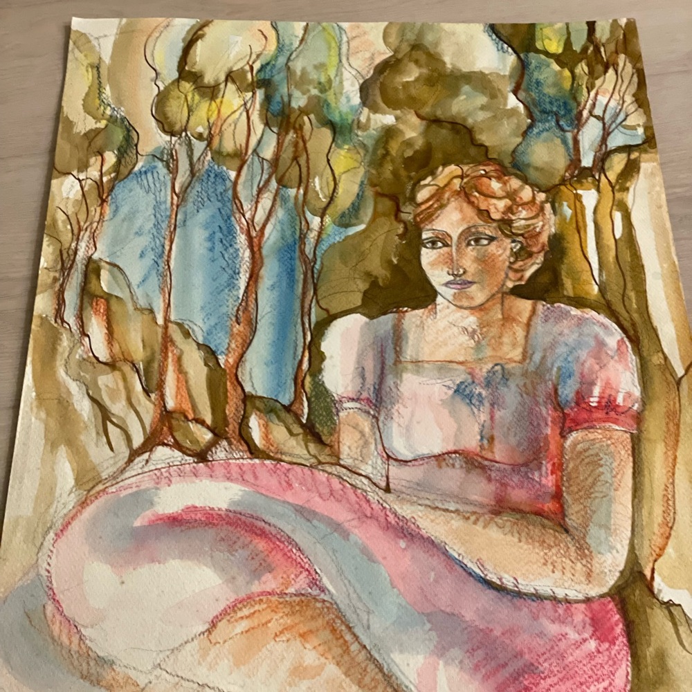 Colorful Abstract Portrait Art original watercolor